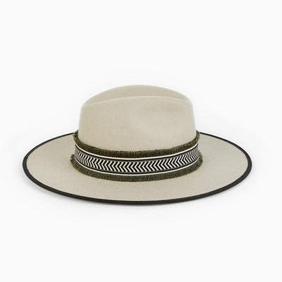Beige fedora hat for women and men with felt and 100% merino wool                                 
